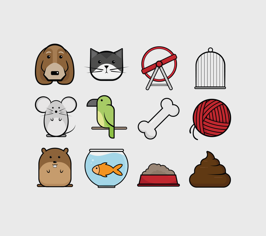 Comic Pets Icon Set