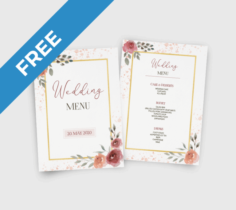 Watercolor Wedding Menu free