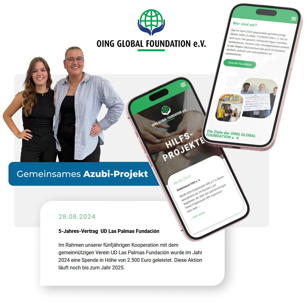 Azubi-Projekt von pure media solutions: Oing Global Foundation e. V.