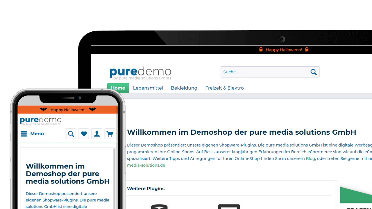 Halloween Header Info "Happy Halloween" Desktop und Mobil