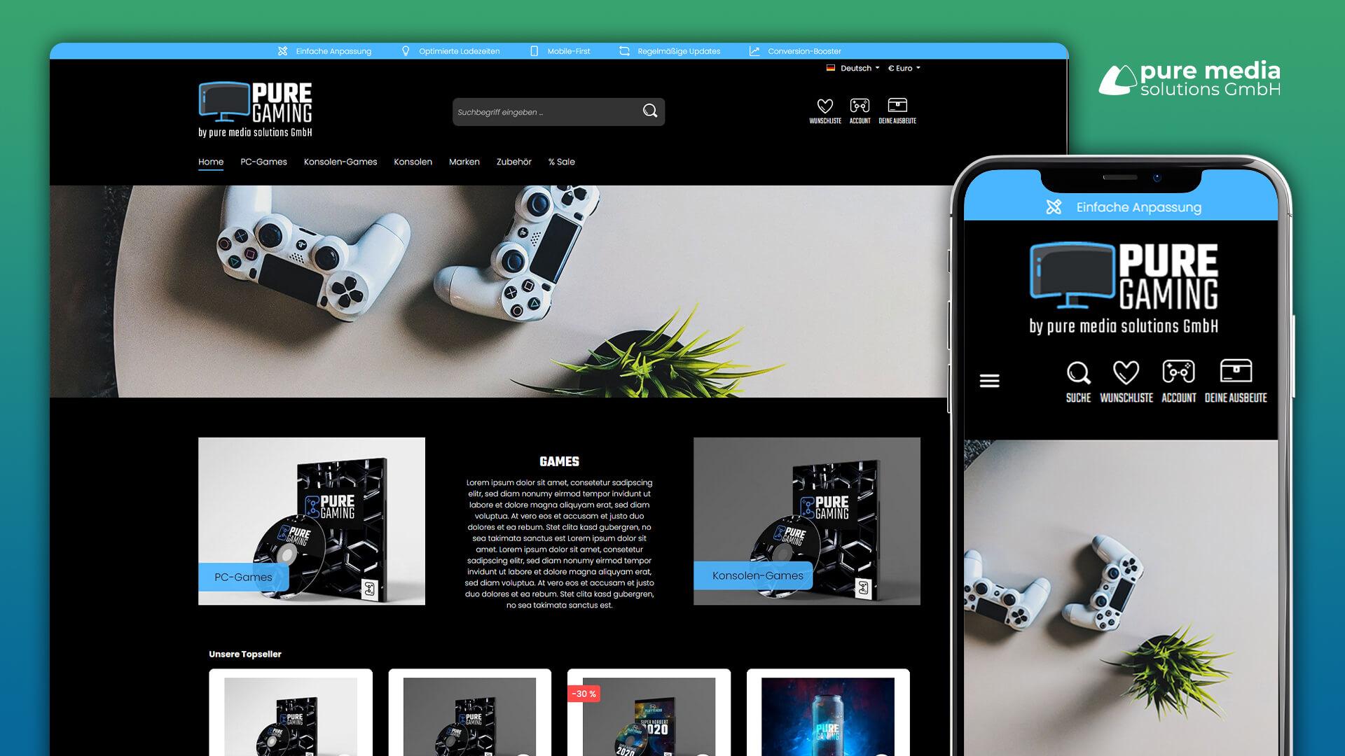 PureGamingTheme - Modernes Responsive Shopware 6 Theme